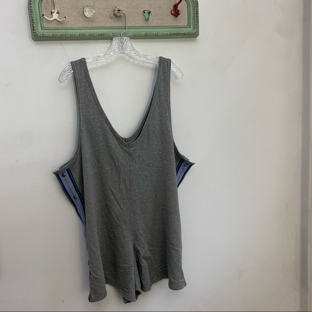Free People Movement Side Snap Grey Cotton Activewear yoga overall short nwot